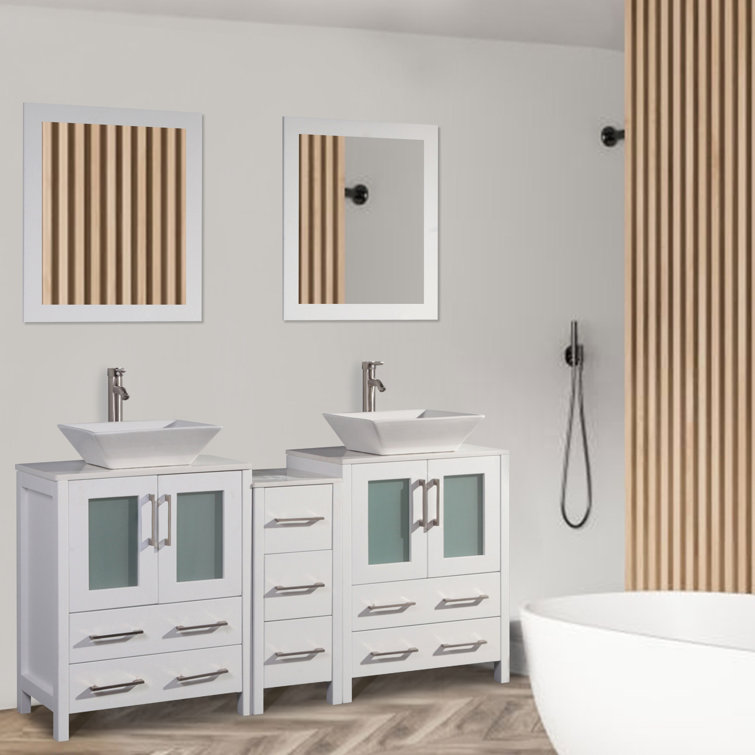 Brayden Studio® Mehara 60" Double Bathroom Vanity Set with Mirror